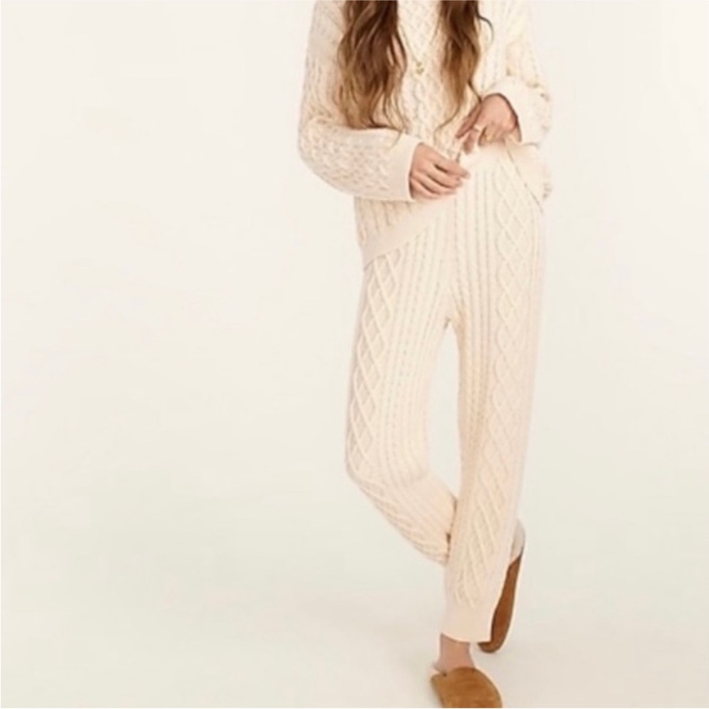J.Crew cotton cashmere LUXE & SOFT knit cable pants XXS FIT LIKE SMALL cream